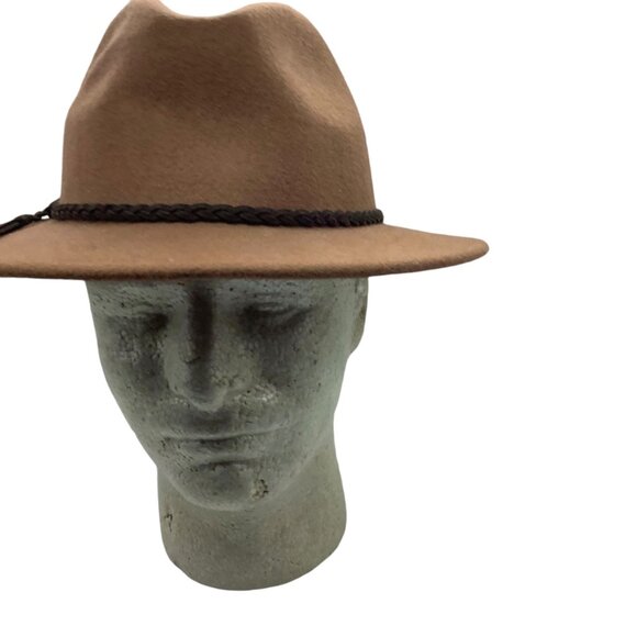 Riviera Trading Brown Wool Fedora Hat Faux Leather Braided Band Trim Adult - Picture 5 of 6